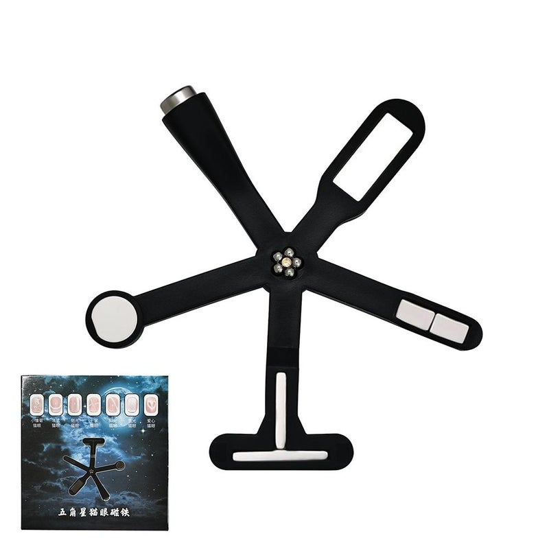 Multifunctional 6-in-1 magnetic cross-shaped nail polish gel nail tool with multiple patterns cat eye.